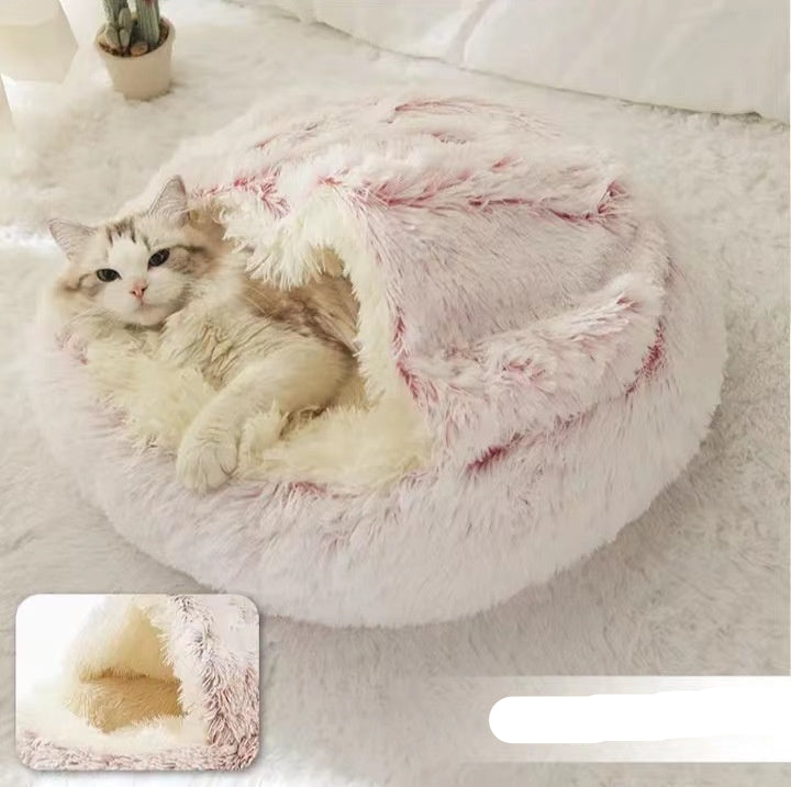 2-in-1 Dog & Cat Bed | Plush Warm Winter Pet Bed House