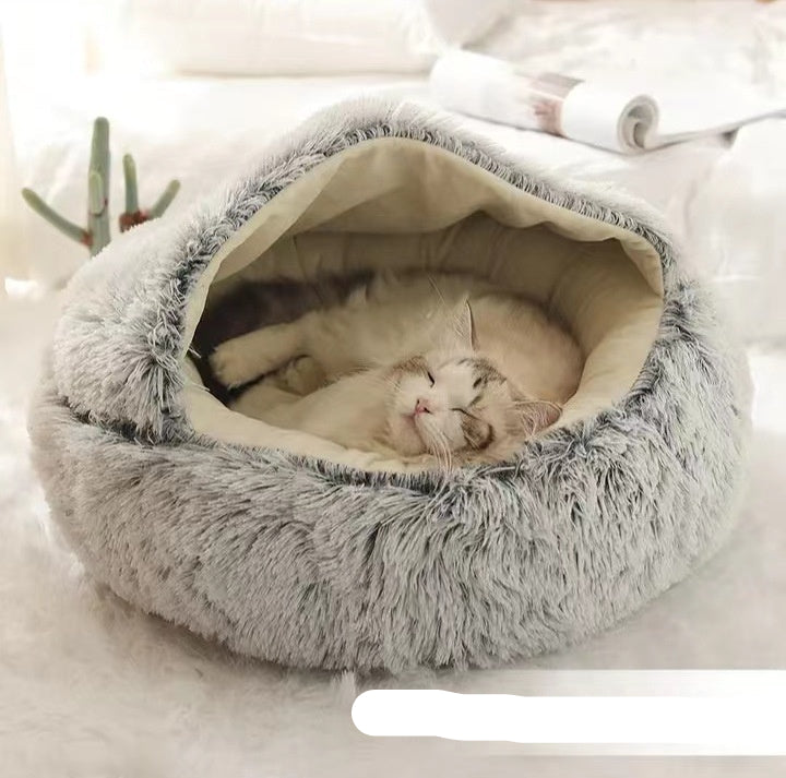 2-in-1 Dog & Cat Bed | Plush Warm Winter Pet Bed House