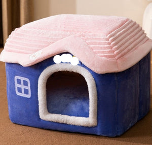 Foldable Dog House Bed | Winter Warm Cat & Dog Nest Kennel