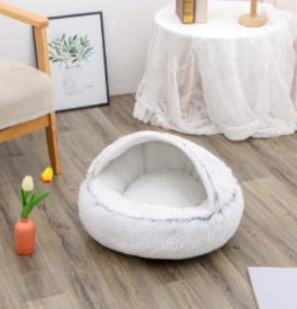 2-in-1 Dog & Cat Bed | Plush Warm Winter Pet Bed House