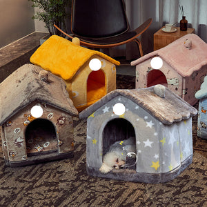 Foldable Dog House Bed | Winter Warm Cat & Dog Nest Kennel