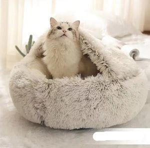 2-in-1 Dog & Cat Bed | Plush Warm Winter Pet Bed House