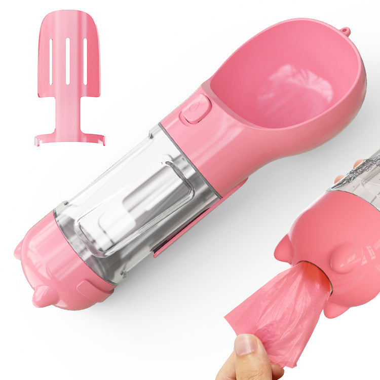3-in-1 Pet Water Bottle Feeder | Portable Dog Travel Bowl & Waste Bag