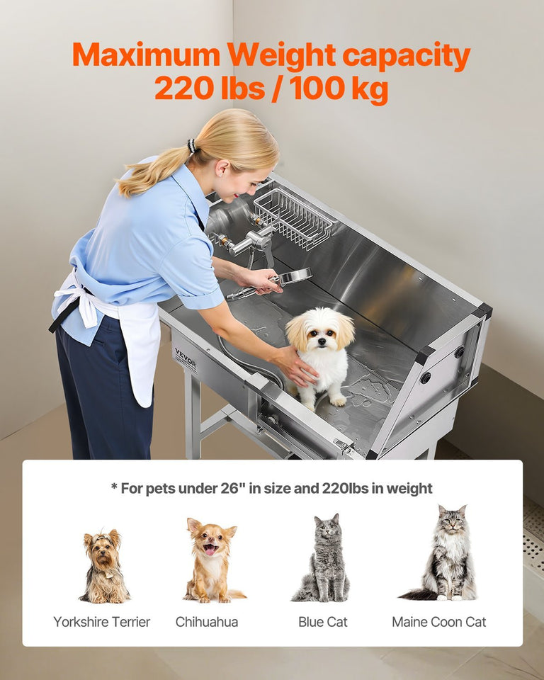 34 Dog Grooming Bath Tub Stainless Steel W Stairs Faucet Showerhead