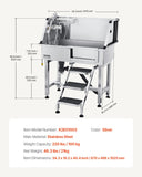 34 Dog Grooming Bath Tub Stainless Steel W Stairs Faucet Showerhead