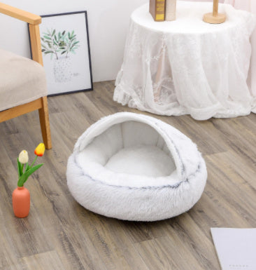 2-in-1 Dog & Cat Bed | Plush Warm Winter Pet Bed House