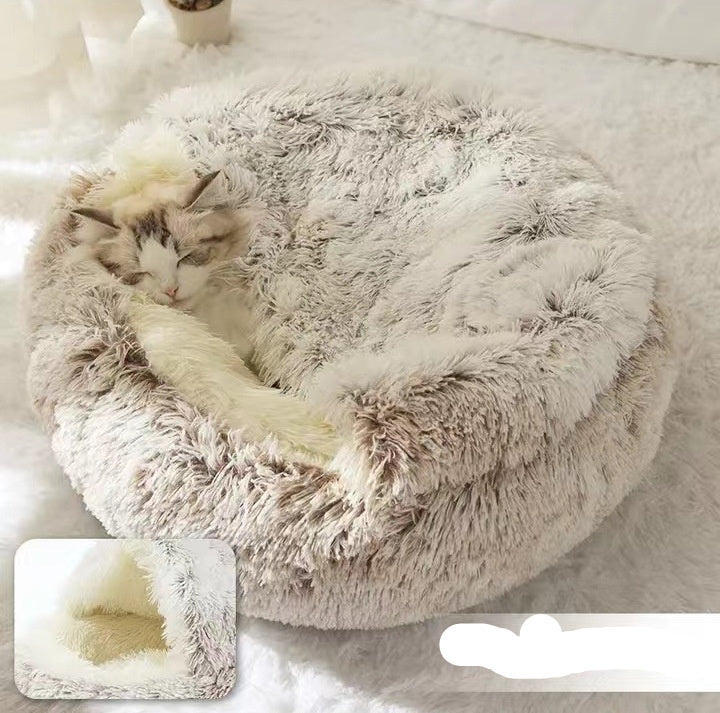 2-in-1 Dog & Cat Bed | Plush Warm Winter Pet Bed House